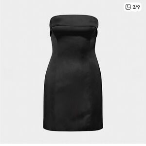 Aritzia Elegant Black  satin Strapless Dress